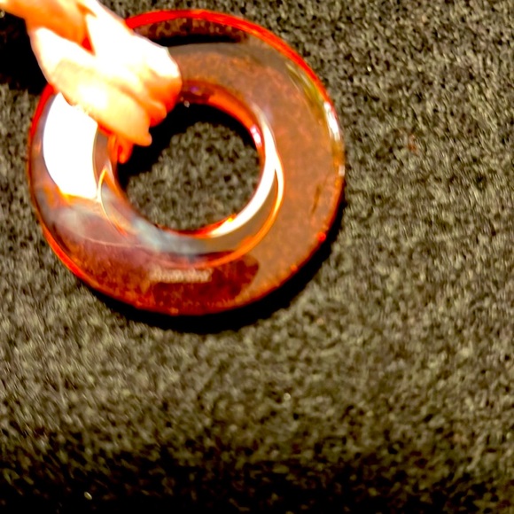 Baccarat Vintage Pink Crystal Disc with Silk Cord - Picture 5 of 5